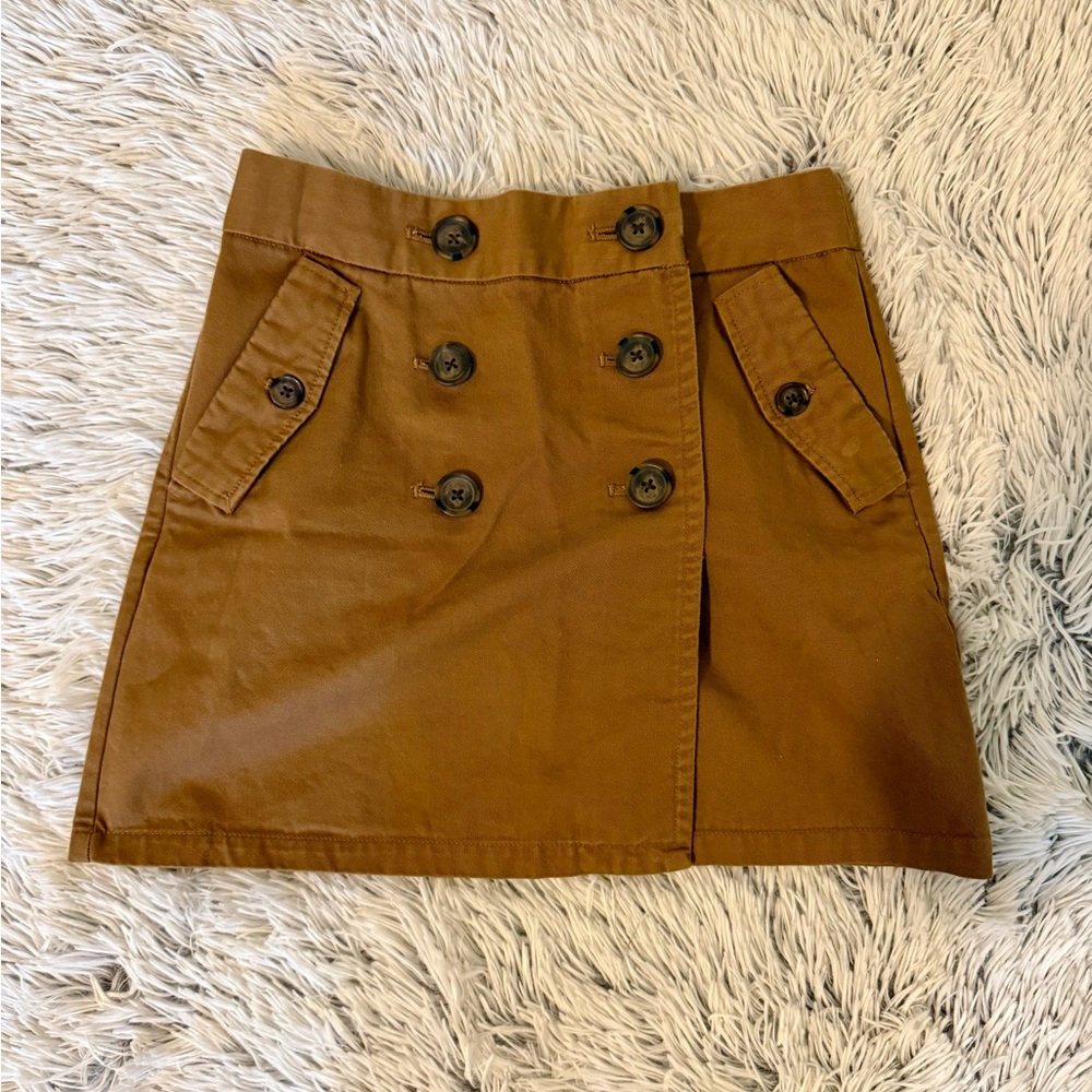 J Crew Khaki Button Front Wrap Skirt